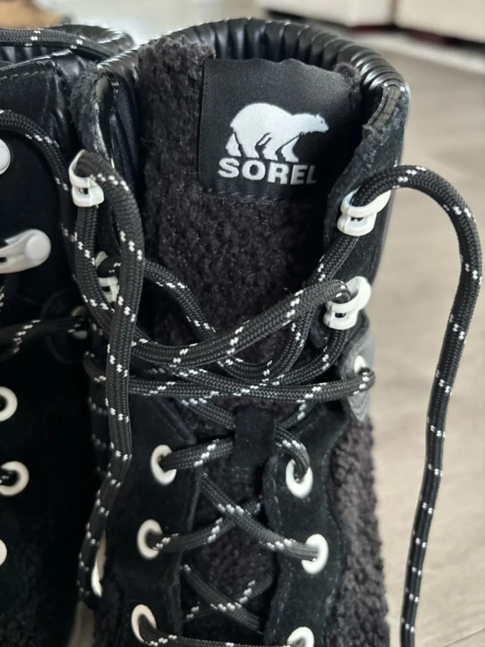 Brex™ Leather & Faux Shearling Block Heel Lace-Up Bootie - Picture 13 of 13